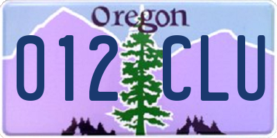OR license plate 012CLU