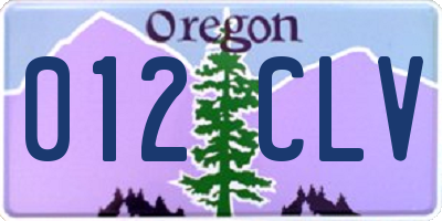 OR license plate 012CLV