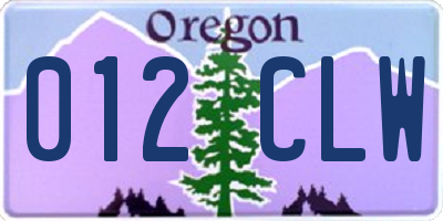 OR license plate 012CLW