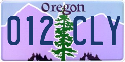 OR license plate 012CLY