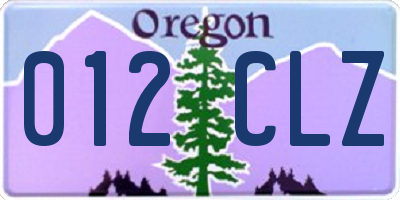 OR license plate 012CLZ