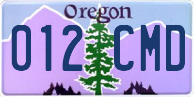 OR license plate 012CMD