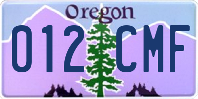 OR license plate 012CMF