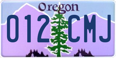 OR license plate 012CMJ