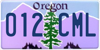 OR license plate 012CML