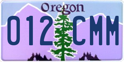 OR license plate 012CMM