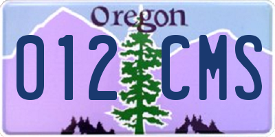 OR license plate 012CMS