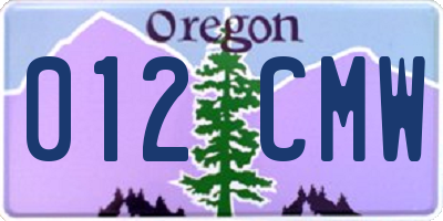 OR license plate 012CMW