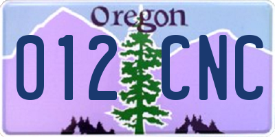 OR license plate 012CNC