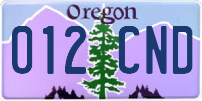 OR license plate 012CND