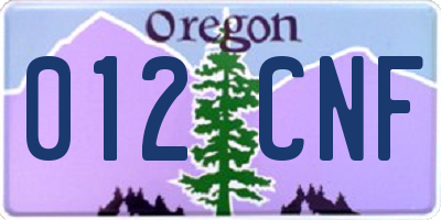 OR license plate 012CNF