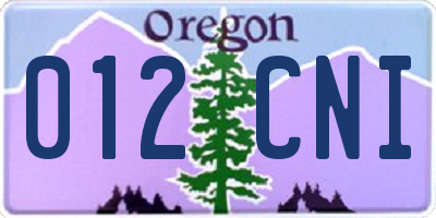 OR license plate 012CNI