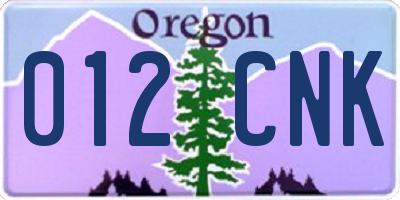 OR license plate 012CNK