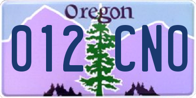 OR license plate 012CNO