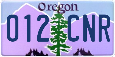 OR license plate 012CNR