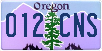 OR license plate 012CNS