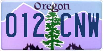 OR license plate 012CNW