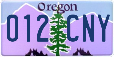 OR license plate 012CNY