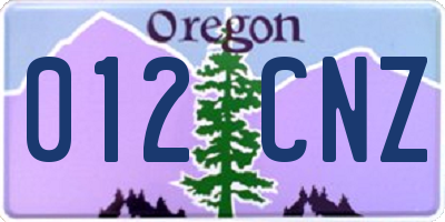 OR license plate 012CNZ
