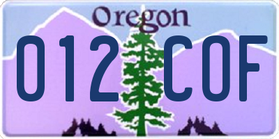 OR license plate 012COF