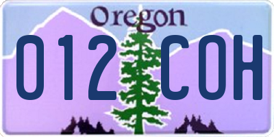 OR license plate 012COH