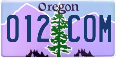 OR license plate 012COM