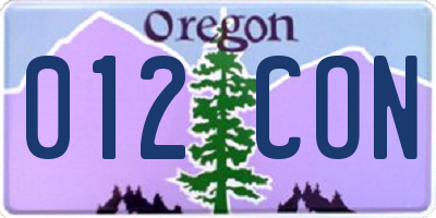 OR license plate 012CON