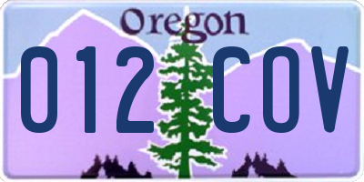 OR license plate 012COV
