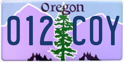OR license plate 012COY
