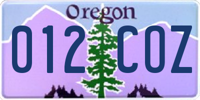 OR license plate 012COZ