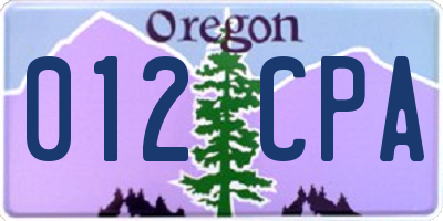 OR license plate 012CPA