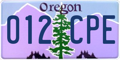 OR license plate 012CPE