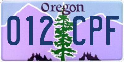 OR license plate 012CPF