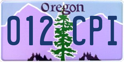 OR license plate 012CPI
