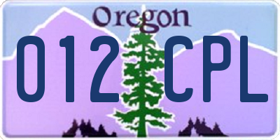 OR license plate 012CPL