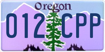 OR license plate 012CPP