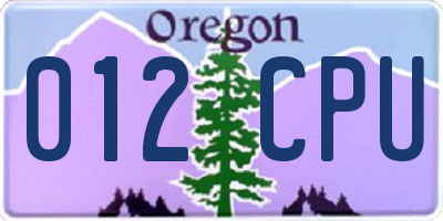 OR license plate 012CPU