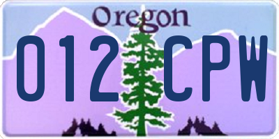 OR license plate 012CPW