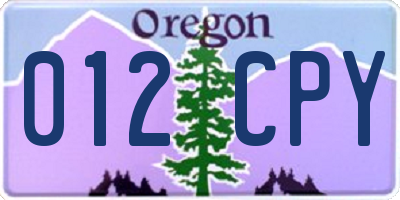 OR license plate 012CPY