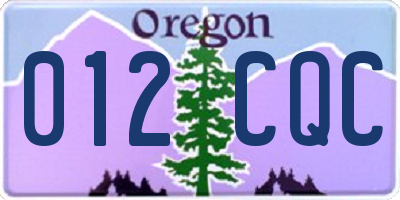 OR license plate 012CQC