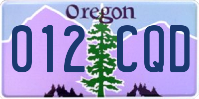 OR license plate 012CQD