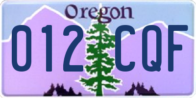 OR license plate 012CQF