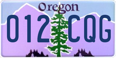 OR license plate 012CQG