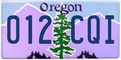 OR license plate 012CQI