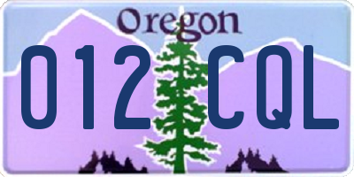OR license plate 012CQL