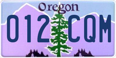 OR license plate 012CQM