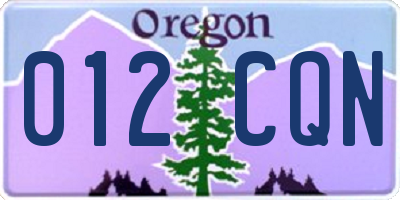 OR license plate 012CQN