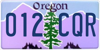 OR license plate 012CQR