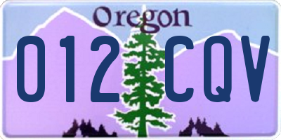 OR license plate 012CQV