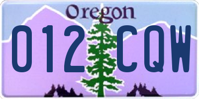 OR license plate 012CQW